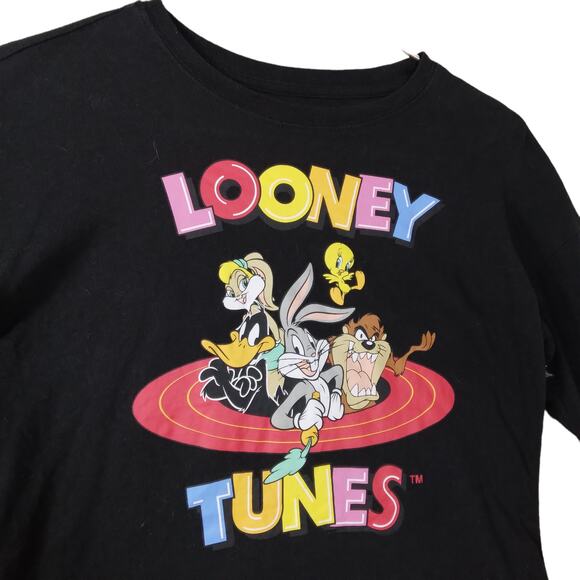 Looney Tunes Cropped Tee Size 11/12 Black Long Sleeve Graphic - Picture 5 of 6
